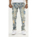 NEW MEN DENIM BLUE RIPPED BIKER CARGO JEANS DISTRESSED RIPPED SLIM FIT