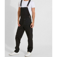 Mens Relaxed Fit Denim Dungarees - Black Sizes W30,32,34,36,38,40,42 and 44