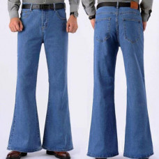 Men Bell Bottom Jeans Flared Denim Pants Retro 60s 70s Trousers Slim Fashion