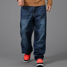 Mens Hip-Hop Jeans Denim Baggy Loose Skateboard Pants Streetwear Trousers Casual