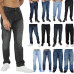 Mens Basic Denim Jeans Regular Fit Straight Leg Cotton Trousers Pants All Sizes