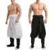 Fashion Men Drop Low Crotch Baggy Pants Belted Chinese Traditional Hanfu Trouser