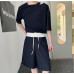 Men's New Fashion Summer Youth Casual Loose Short Pants Color Matching Shorts