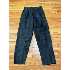 Mens Black Leather Pants Size 34x36 UNHEMMED Pleated Relaxed Aztec Art To Wear