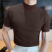 Summer New Casual Simple Knitted Leggings Men's High Neck Solid Color T-shirt