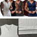 Men Ribbed Solid Color Sports Tank Top Vest Sleeveleess V Neck Muscle Shirts