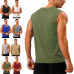 Mens Casual Sleeveless T-shirt Solid Color V Neck Workout Vest Muscle Tank Tops