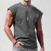 Mens Fashion Solid Color T-Shirt Casual Sleeveless Sports Workout Gym Tops Vest