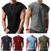 Mens Sleeveless Loose T-Shirt Solid Color Round Neck Vest Tops Muscle Tank Tops