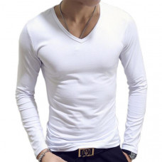 Mens Long Sleeve Slim Fit T-shirt Solid Color Stretch Tops Thermal Undershirt