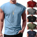 Mens Sleeveless Loose T-Shirt Solid Color Round Neck Vest Tops Muscle Tank Tops