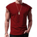 Mens Sleeveless Loose T-Shirt Solid Color Round Neck Vest Tops Muscle Tank Tops