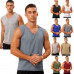 Mens Casual Sleeveless T-shirt Solid Color V Neck Workout Vest Muscle Tank Tops