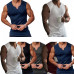 Men Ribbed Solid Color Sports Tank Top Vest Sleeveleess V Neck Muscle Shirts