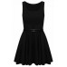   WOMENS LADIES SKATER DRESS SLEEVELESS TAILORED BELTED DRESSES SHORT PARTY SEXY