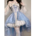 Princess Party Dress Lolita Dress Bow Flower Lace Mesh  Fairy Elegant LongDress 