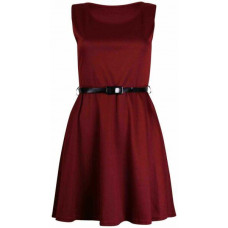   WOMENS LADIES SKATER DRESS SLEEVELESS TAILORED BELTED DRESSES SHORT PARTY SEXY