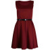   WOMENS LADIES SKATER DRESS SLEEVELESS TAILORED BELTED DRESSES SHORT PARTY SEXY