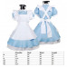 Alice in Wonderland Costume Waitress Uniform Maid Blue Dress Halloween Cosplay