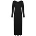 WOMENS LONG SLEEVE LONG MAXI DRESS LADIES PLAIN MAXI JERSEY PLUS SIZE 8-26