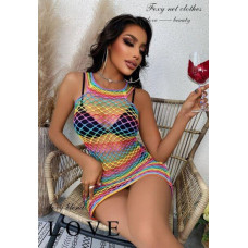 Rainbow Chemise Dress Underwear Sleepwear Sexy Lingerie Club Nightwear Babydoll